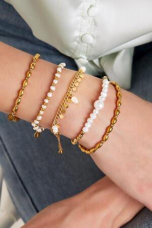 Armband mit Perlen und Kreisen Gold Edelstahl h5 Bild2